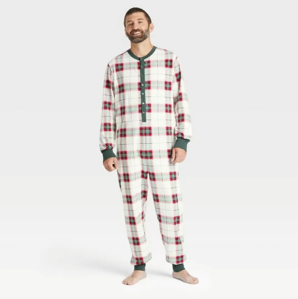 New! Holiday Plaid Union Suit Red/Green, Hearth & Hand with Magnolia
